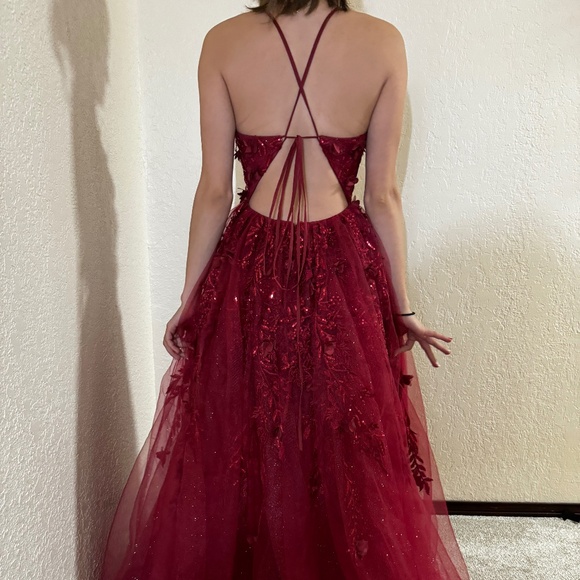 Red Embroidered Prom Dress